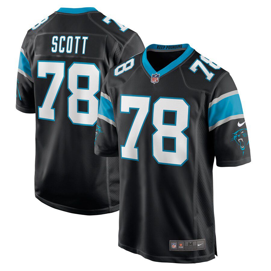 Men Carolina Panthers #78 Trent Scott Nike Black Game NFL Jersey